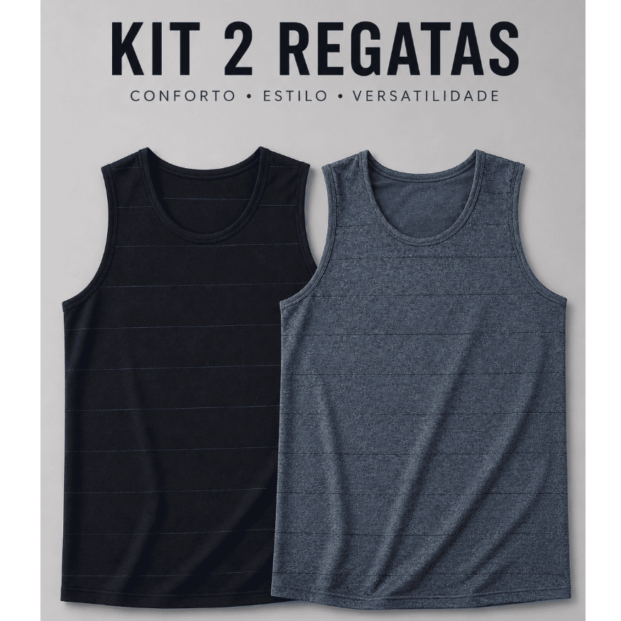Kit 2 Regatas Masculinas 100% Algodão Premium Malha 30.1 Casual Academia Fitness Treino Básica Verão Conforto