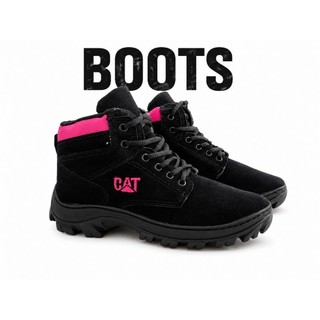 Bota feminina Caterpillar coturno cano curto menina camurça casual preto original