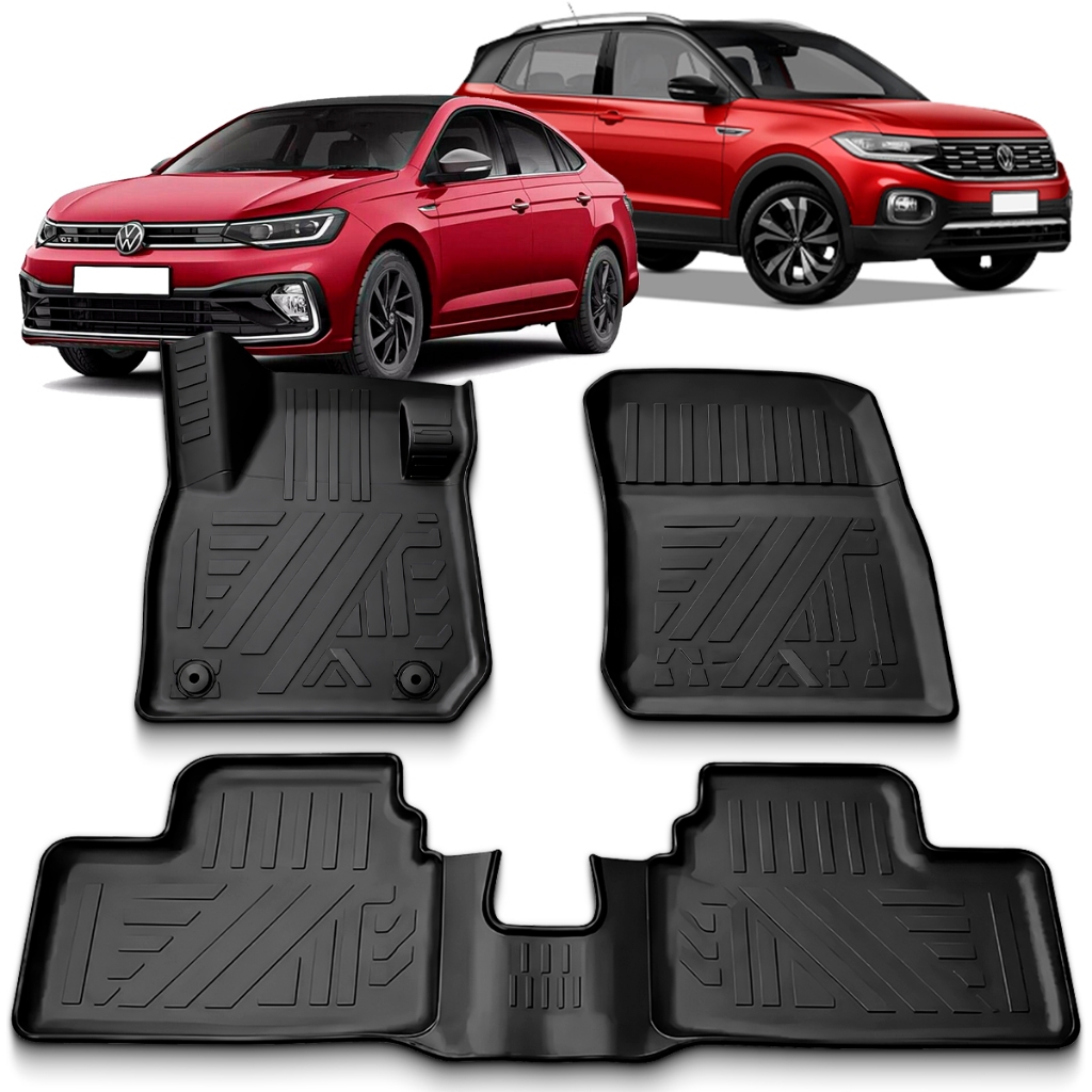 Tapete Bandeja Emborrachado Borda Alta 3D Virtus T-cross Preto