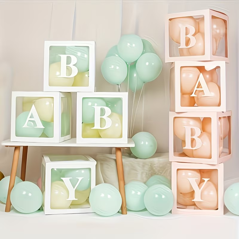 4 Cubos Baby Pintado / Decoração de Festa / Decoração Chá de Bebê e Revelação 30CM — imagem 2 de 2