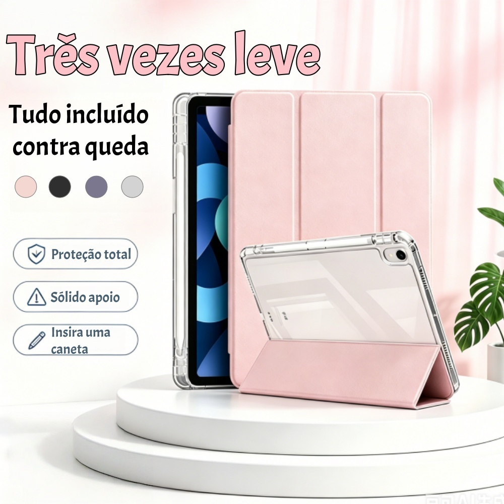 Capa iPad 10ª Geração e Air – Acrílica Anti-amarelamento, Suporte e Porta Caneta