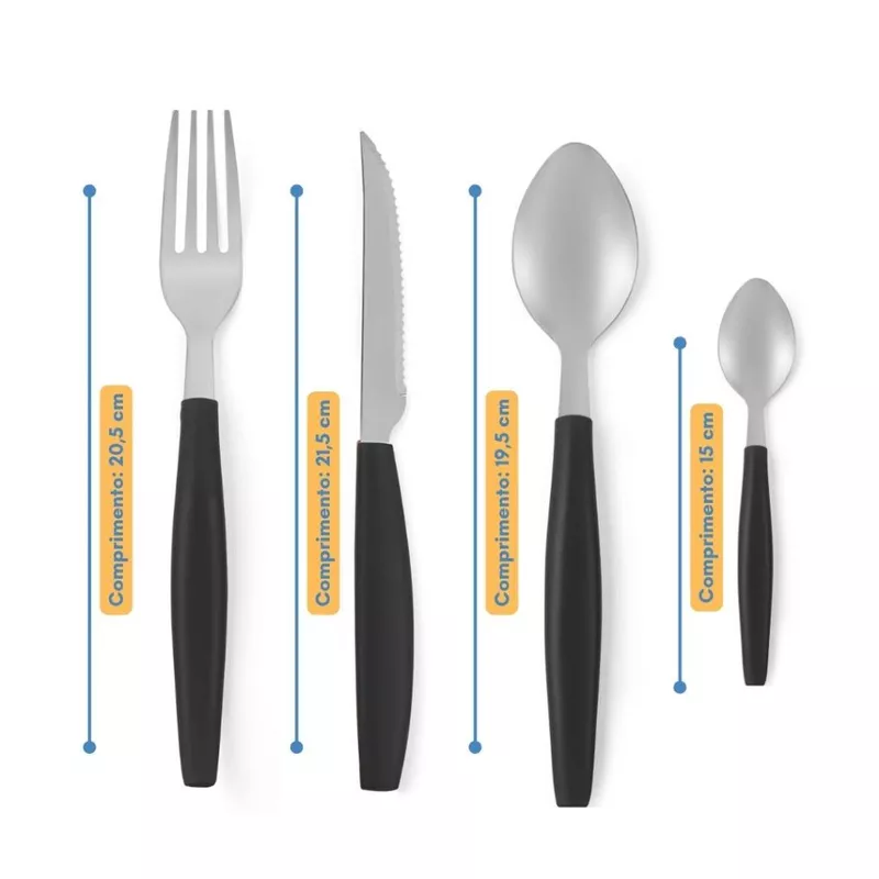 Kit 25 Peças Talheres em Aço Inox com Cabo de Plástico — foto 4
