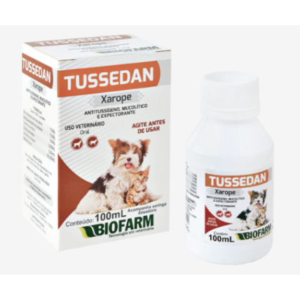 Antitussígeno Expectorante TUSSEDAN Xarope para tosses Cães e Gatos - 100mL - Biofarm