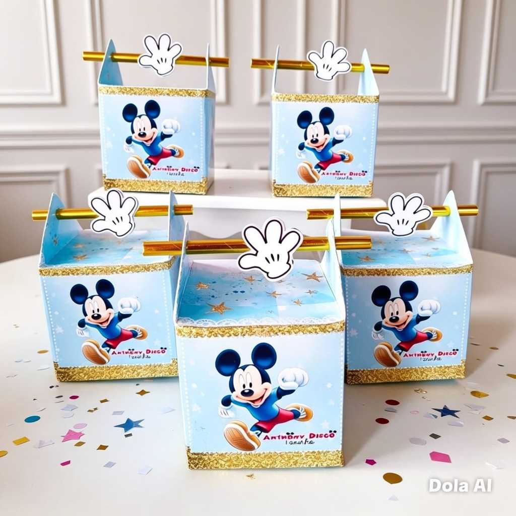 Kit 10 Caixinhas Canudo, Festa Mickey Azul, Lembrancinhas Aniversário Personalizadas.