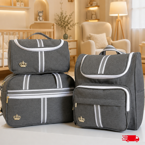 Linha Classic Bolsas Maternidade Kit completo Mochila, Bolsa e Necessaire - Menino e Menina — imagem 2 de 2
