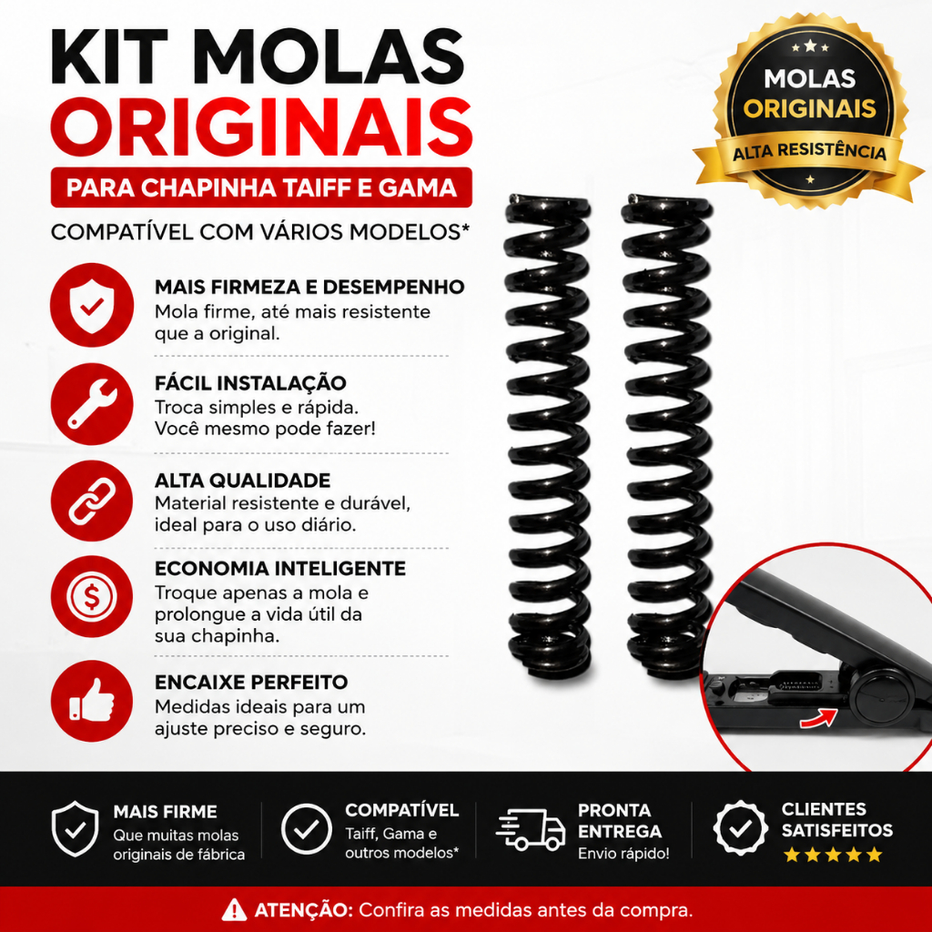 Kit Com 2 Molas Originais Para Chapinha (Prancha de Cabelo)
