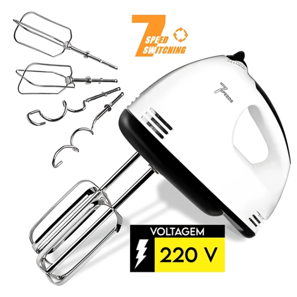 Batedeira Misturadora Leve De Mão Com 7 Velocidades 220v Bate Bolo Massa Chantilly Ovo