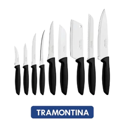Jogo de Facas 9 Peças Tramontina Aço Inox Frutas Carnes e Diversos