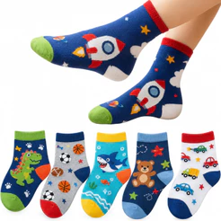 Kit Pares de Meias Infantil e Bebê Menino Diversas Cores e estampas Masculino
