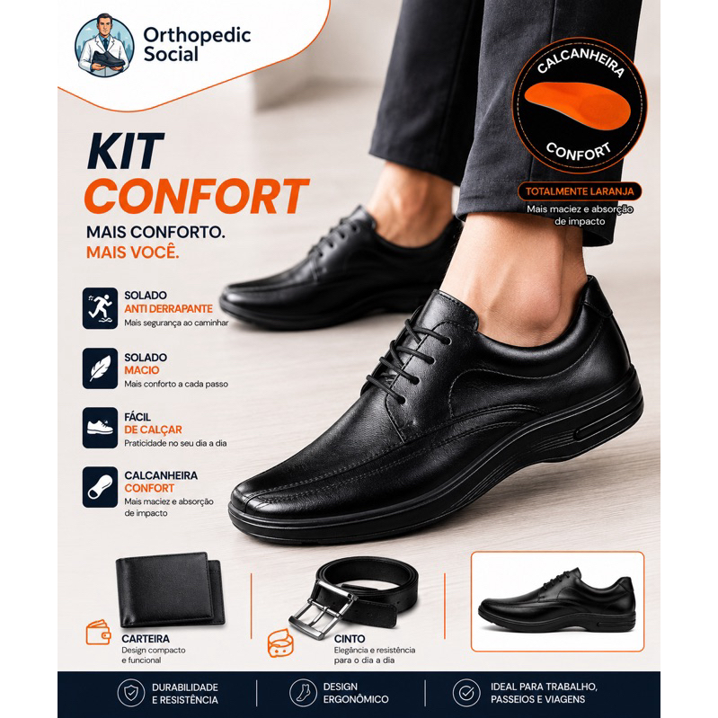 Sapato Masculino Social Cadarço Footwear Confort Gel Promoçao Entrega Imediata