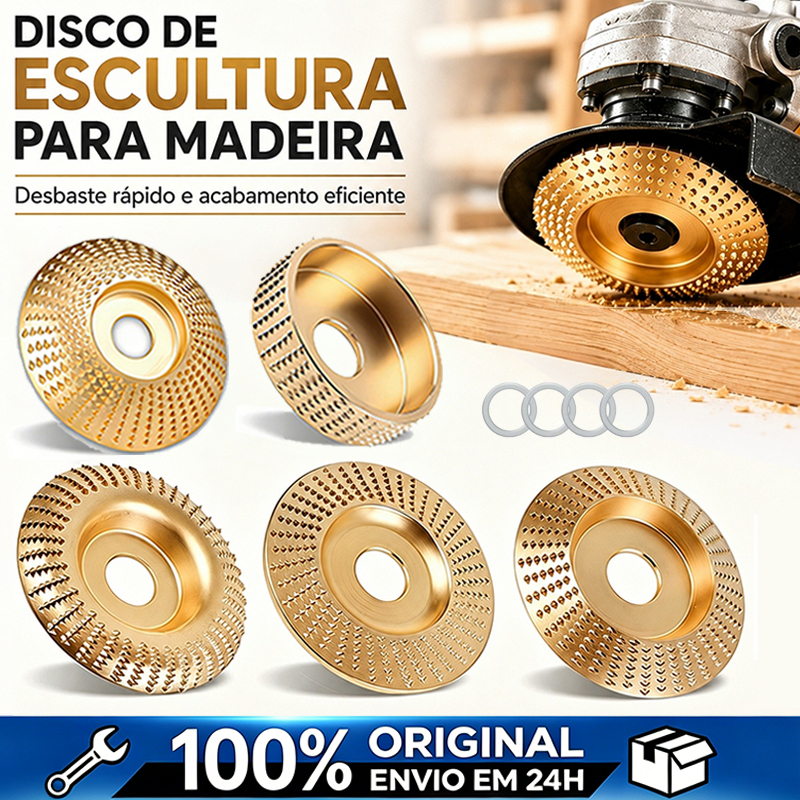 Disco de Desbaste de Madeira 100mm para Esmerilhadeira moedor de madeira 16mm e 22mm Diâmetro interno