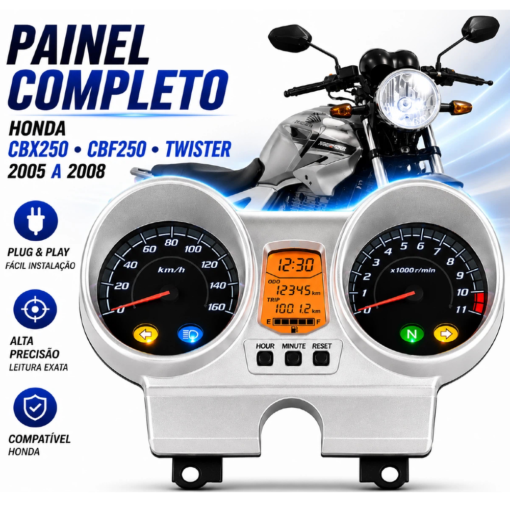 Painel Completo Para Honda Cbx250 CBF250 Twister 2005 a 2008 Medidor De Velocidade Modificação De Motocicleta