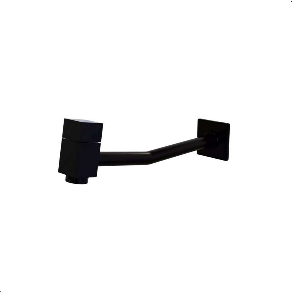 Torneira Luxo de Tanque Parede Cabeça Quadrada 21cm - Preto