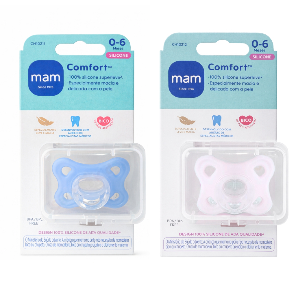 Chupeta de Silicone MAM 0-6 meses Bebê Recém Nascido Comfort Menino Menina 100% Silicone Original