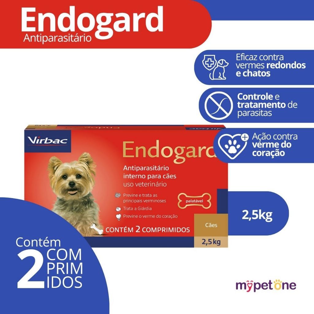 Endogard para Cães até 2,5 Kg Virbac - 2 Comprimidos