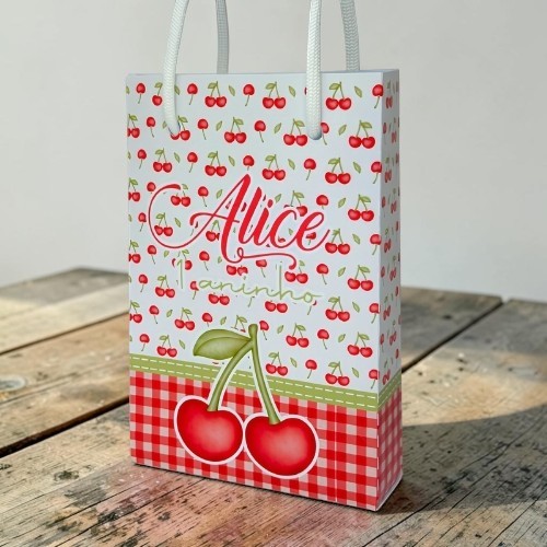 Sacolinha Personalizada Cerejinha Pegue e Monte para festas lembrancinhas personalizados, mimos, ENVIO RÁPIDO