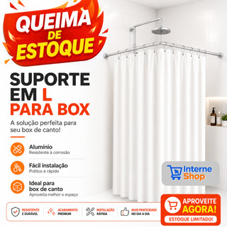 Suporte Box de Alumínio para Cortina de Banheiro - Acompanha Parafusos e Buchas - DIVERSOS TAMANHOS