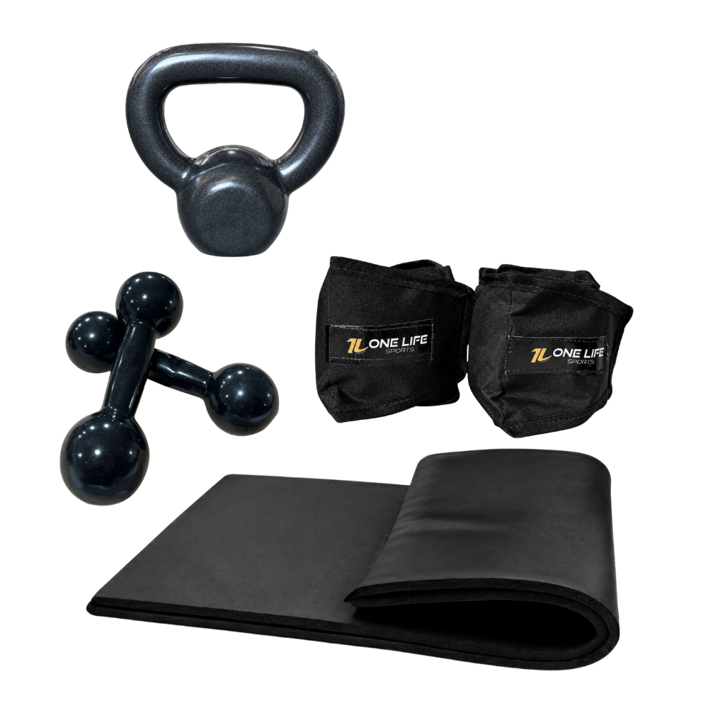 Kit Pesos Livres com Caneleira 2kg + Halter 2kg + Kettlebell 4kg Treino Aeróbico Básico Força