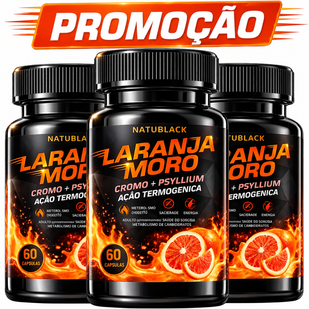 3 Laranja Moro Original Picolinato de Cromo + Psyllium Termogênico - POTE PARA 90 DIAS DE USO