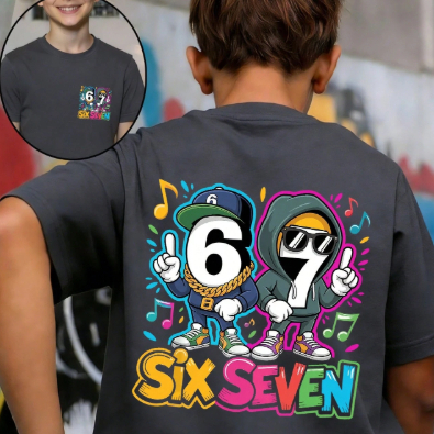 Camiseta 67 Six Seven Estampada Infantil 100% Algodão Lançamento Meme Internet Pré Adolescente Dale