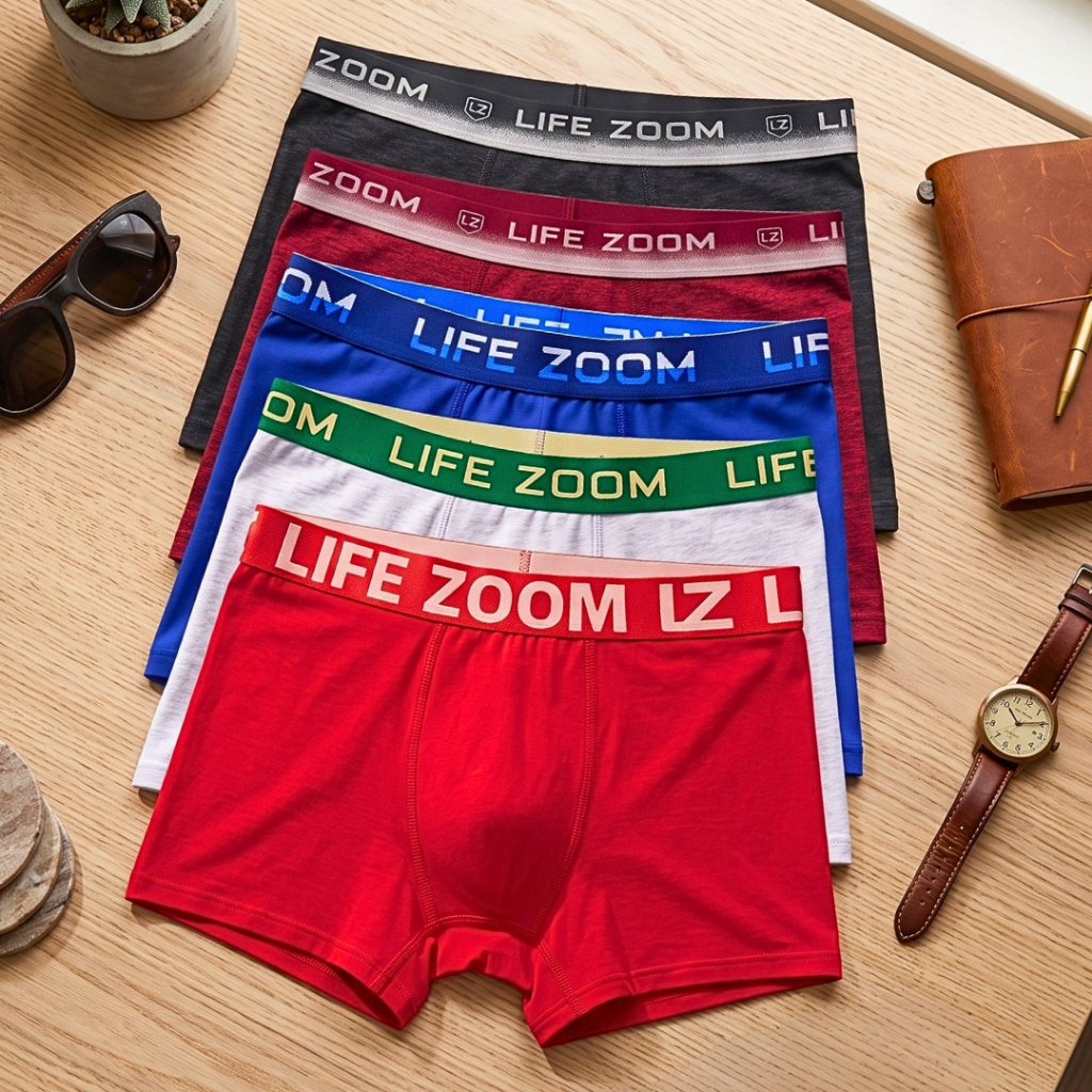 Kit C/5 Cueca Boxer Microfibra Qualidade Premium Elastano Confortável Tecido Macio Versátil PAIS