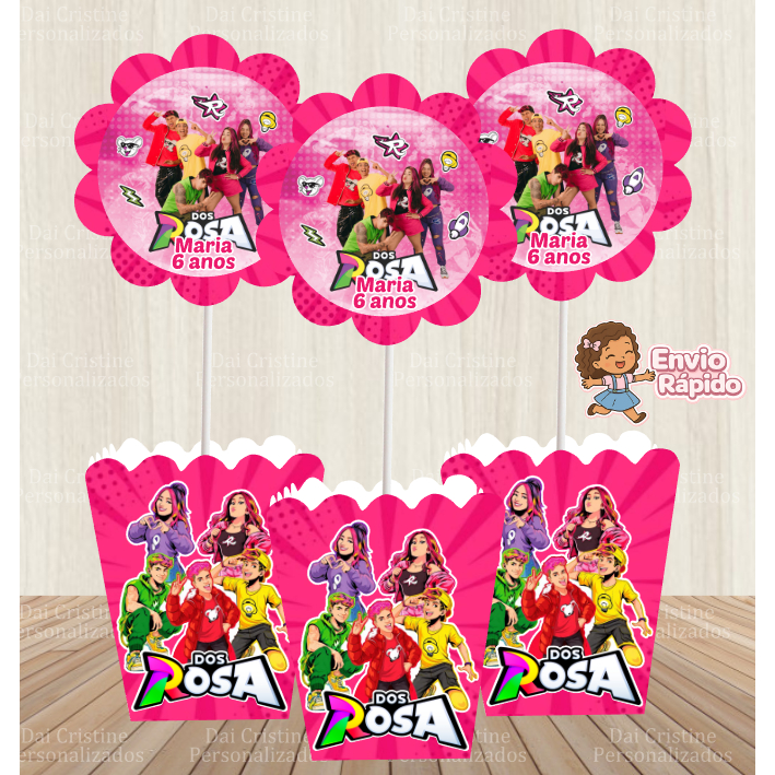 kit  Centro de Mesa Personalizado Caixa Cachepot Grupo dos Rosas  Cachepô Enfeite Arranjo