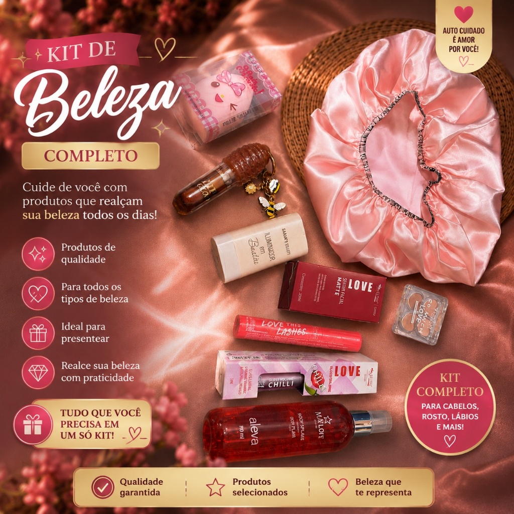 ✨ Kit de Beleza Completo Feminino – Autocuidado e Beleza em um Só Kit!