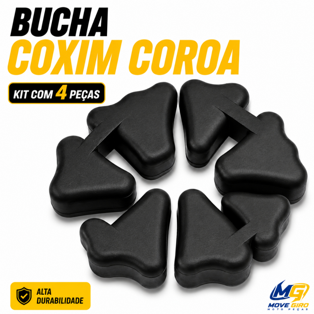 Coxim Coroa Honda CG Titan 150 Fan 150 Titan 160 Fan 160 Borracha Jogo 4 Peças Bucha