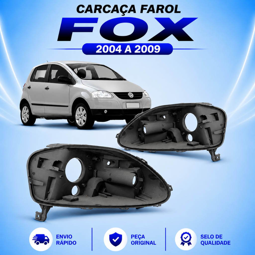 Carcaça Farol Fox 2004 2005 2006 2007 2008 2009 Foco Simples
