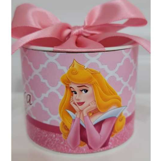 Tubolata Personalizada Princesa Aurora  5x6cm – Lembrancinha para Festa, Chá de Bebê, Revelação e Maternidade, batizado