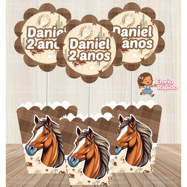 kit de 10 Centro de Mesa Personalizado Caixa Cachepot Cavalo Haras Country Cachepô Enfeite Arranjo