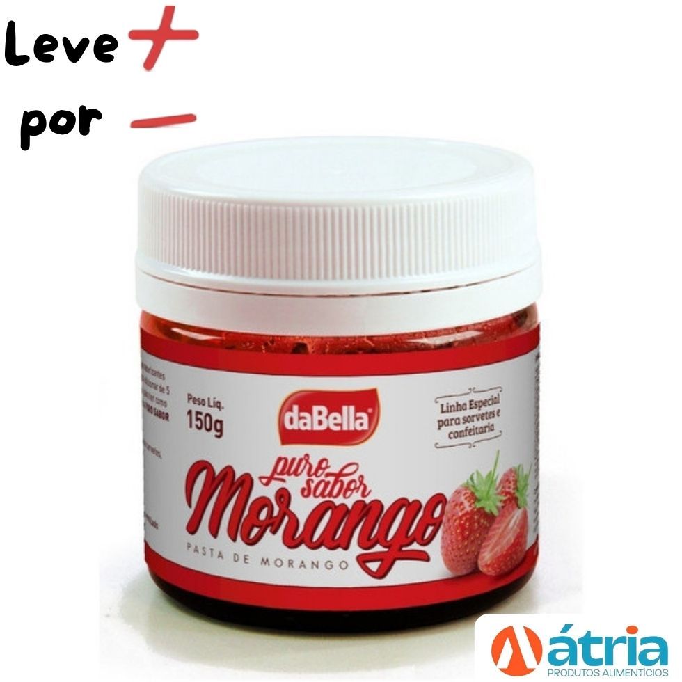 1~4 Pasta Saborizante Concentrada Morango 150g Dabella Puro Sabor