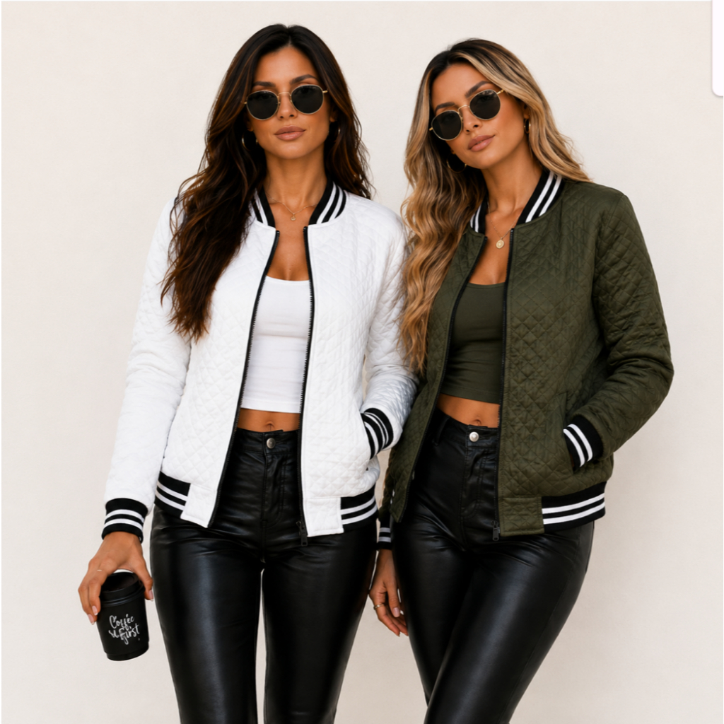 Kit 2 Jaquetas Feminina Blusa De Frio Bomber De Inverno Listras