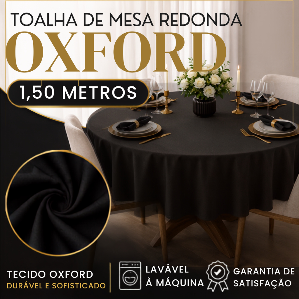 Toalha De Mesa Redonda Tecido Oxford 1,50 -  Para Buffet, Eventos e Cozinha - PROMOÇÃO