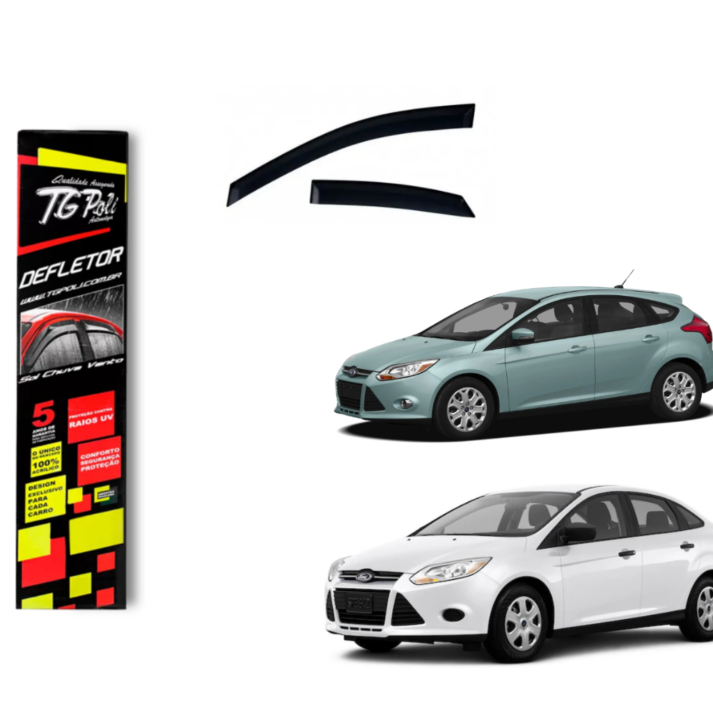 Calha de Chuva Ford Focus 2010 a 2013 4 Portas TG Poli Defletor Portas Protetor Janelas Fumê
