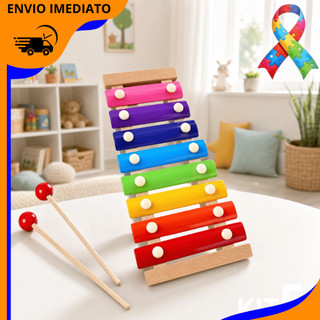 Xilofone Infantil Musical 8 Notas Colorido Educativo Com Baquetas Brinquedo Montessori para você
