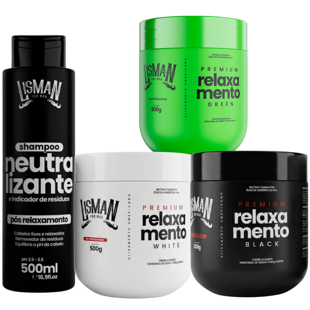 Kit Alisamento Masculino Relaxamento  Black, White e Green - Variação