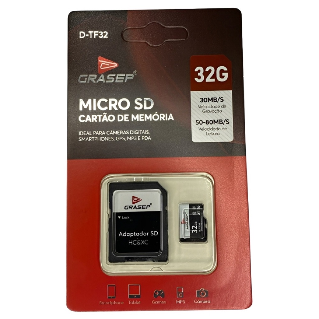 Cartão de Memória 32GB Micro SD Card com Adaptador Original
