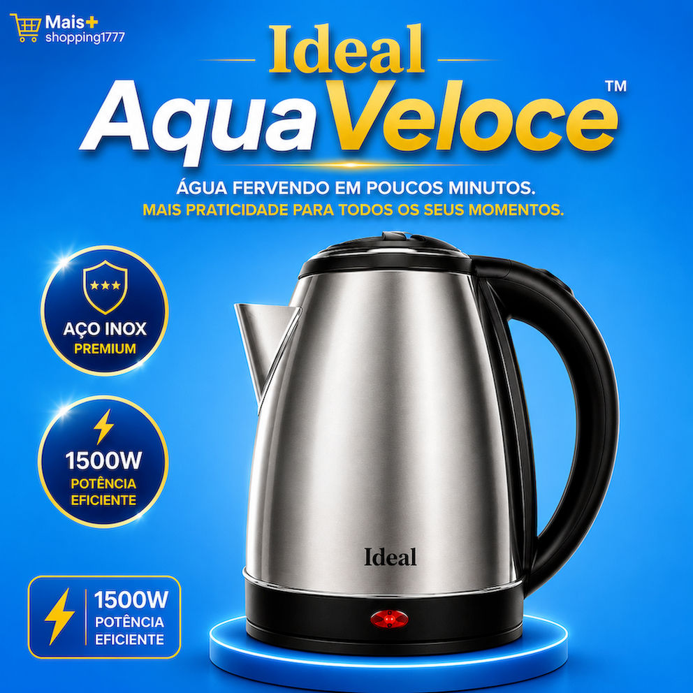 Chaleira Elétrica Ideal AquaVeloce™ Inox 1,8L 1500W 220V Aquecimento Rápido Desligamento Automático