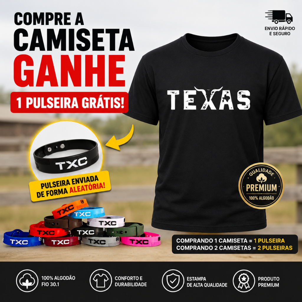 Camiseta Camisa blusa Infantil Country Texas 100% Algodão
