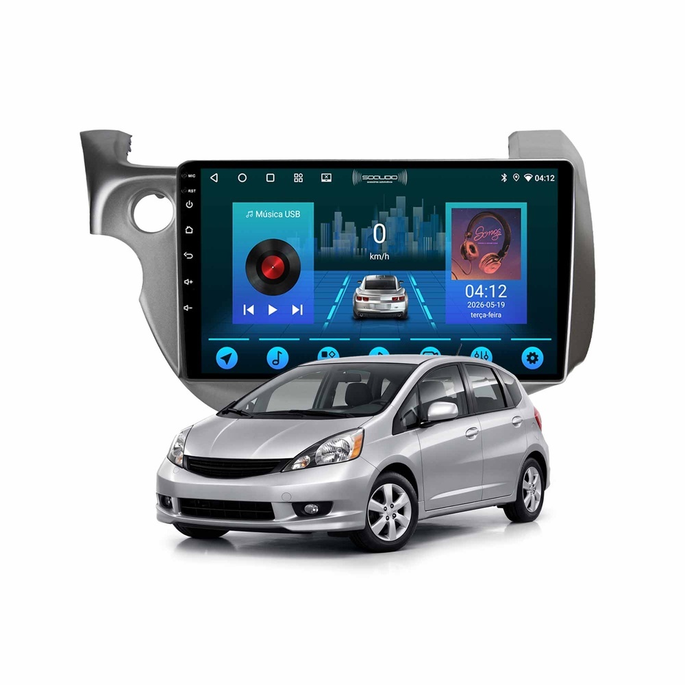 Multimídia 10p Fit 2008 A 2014 2+64gb Carplay Android Gps Bluetooth Quadcore