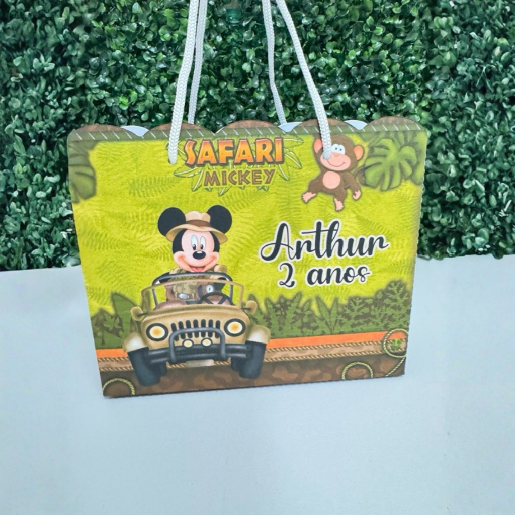 Sacolinha personalizada Safari do Mickey/ lembrancinhas Mickey/ kit festa aniversário Mickey safari/ PEGUE E MONTE