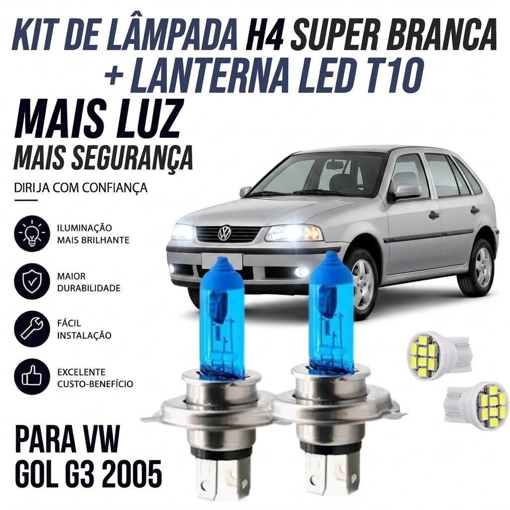Lâmpada farol BAIXO / ALTO - SUPER BRANCA GOL G3 2000 ATÉ 2005