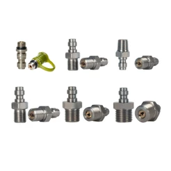 Conector Foster 8mm Macho Engate Rápido 350 Bar Com Válvula de um lado Rosca M8 M10 BSP NPT M12 M14