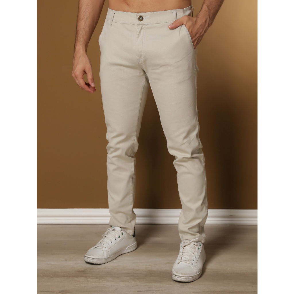 Calças Sarja Masculina Alfaiataria Esporte Fino Bolso Faca Bolso Embutido