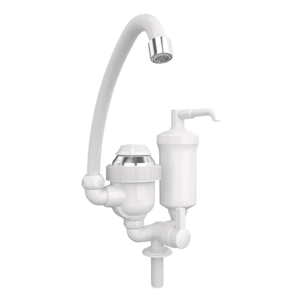 Torneira Elétrica Com Filtro Água 2 Em 1 220v 4400w Bancada Branco Cromado Sintex TFP244