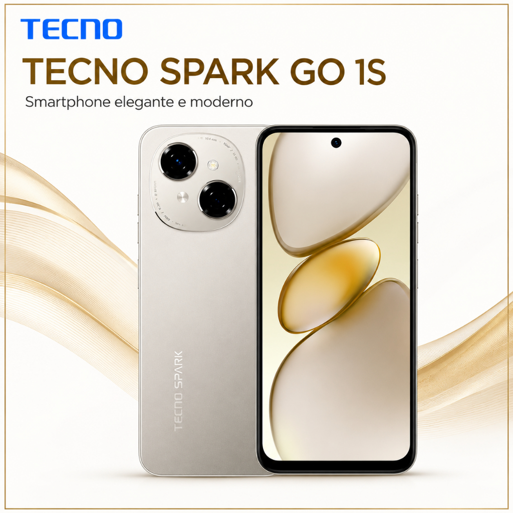 Smartphone Tecno Spark Go 1S 4G 64GB + 3GB RAM, Bateria 5000mAh, Tela Grande, Dual SIM, Android, Celular Desbloqueado