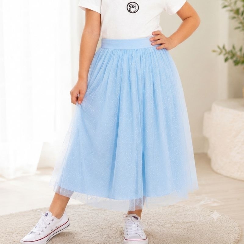 Saia Infantil de Tule Cristal com Brilho Glitter Com Forro Elanca Evitando Transparência