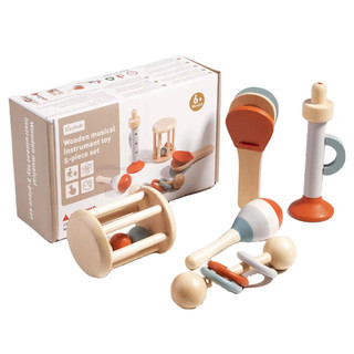 Conjunto De Brinquedos Musicais De Madeira Para Bebês , 5 Instrumentos Com Estojo , Chocalho Sensorial , Brinquedo Educa