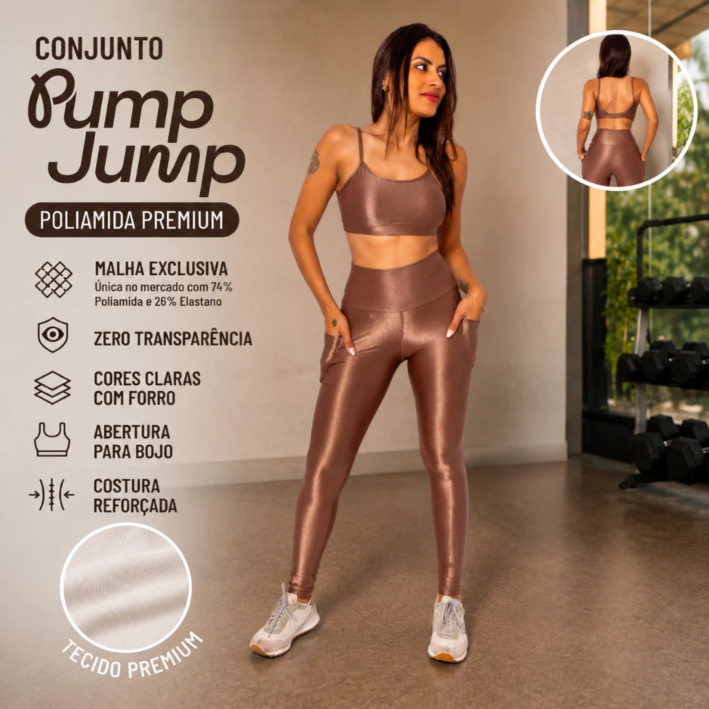 Conjunto Legging Bolso + Top Fita Costas Abertura Bojo Micro Canelado — imagem 1